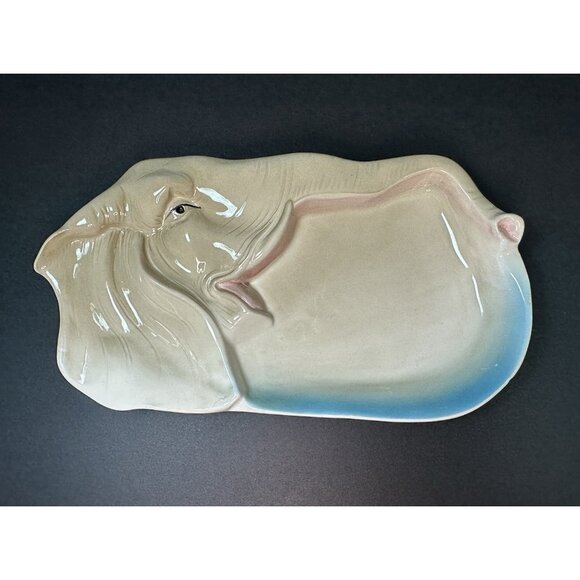 Vintage Fitz and Floyd Ceramic Elephant Trinket Dish Vanity Tray  From 1976 - 9” - Picture 2 of 12